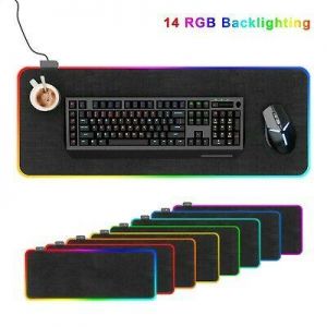 Computer Desk Gaming Mouse Pad RGB LED 14 Lights Keyboard Laptop Mat 31.5x12"